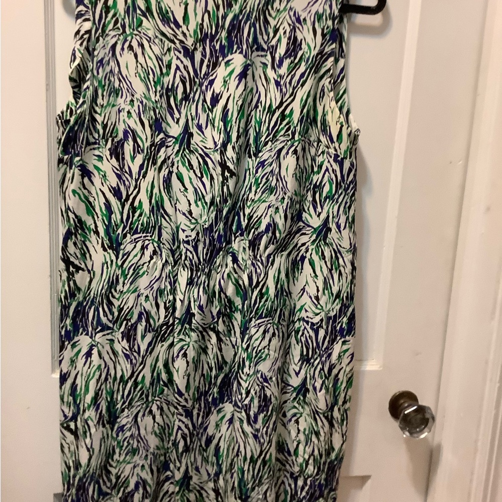 Stella McCartney White Dress with Blue, Green & Black Abstract Print